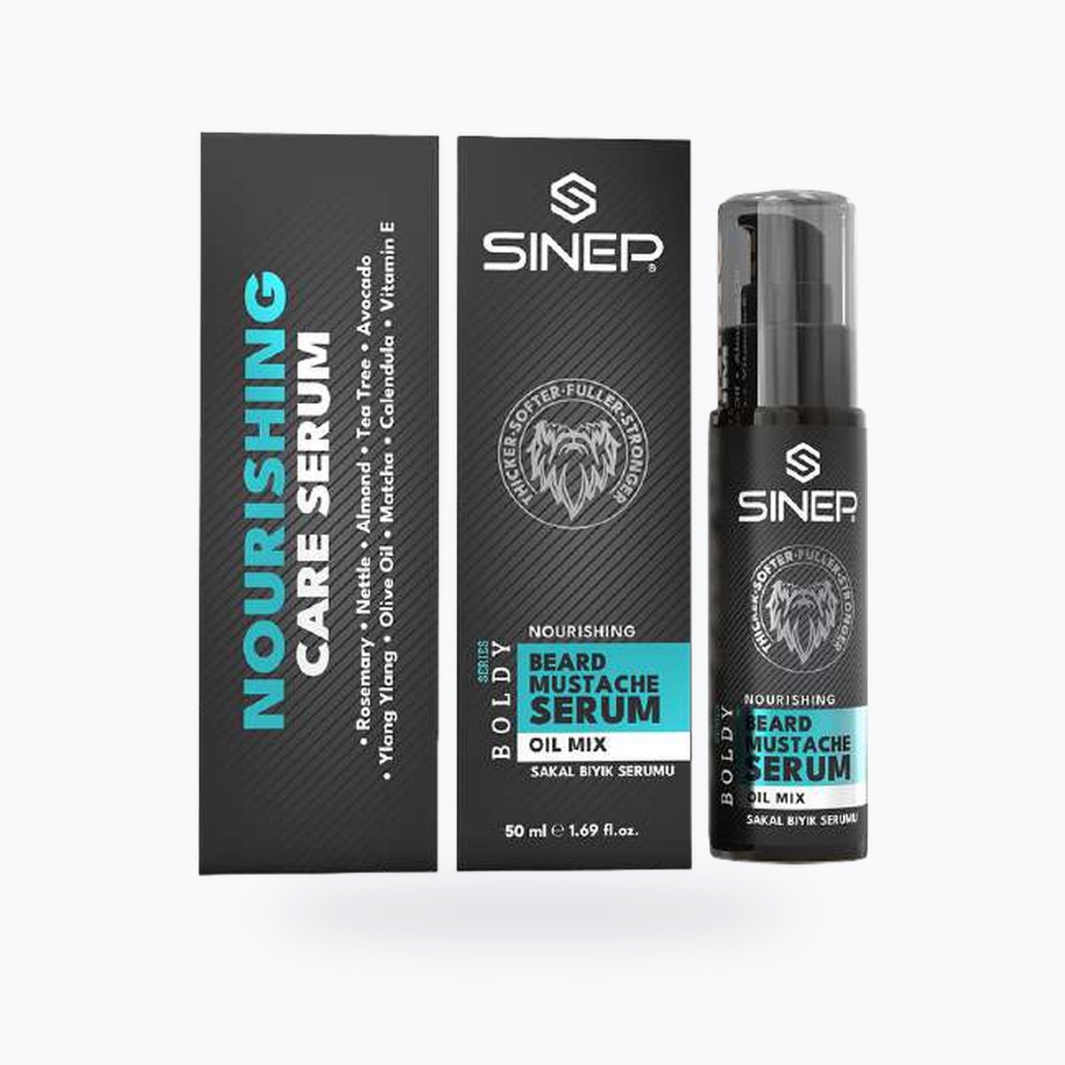 Sinep Beard & Mustache Serum - Nourishing Care (Boldy) - Tea Tree Oil & Avocado (50 ml, pcs)